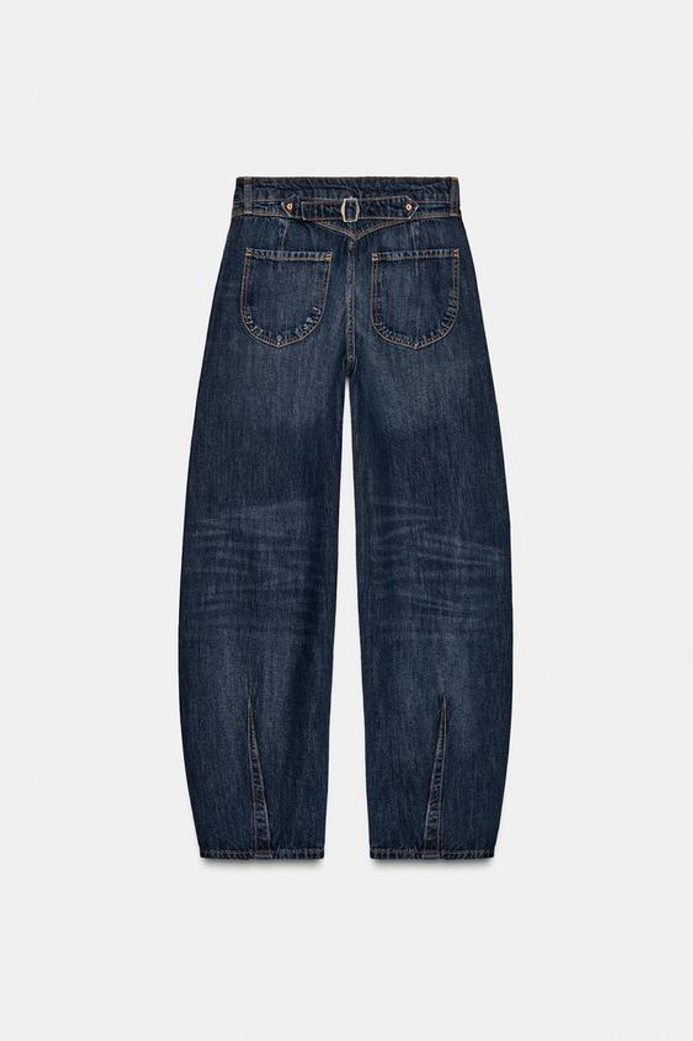 ZARA ДЖИНСЫ Z1975 BALLOON FIT СО СРЕДНЕЙ ПОСАДКОЙ, СИНИЙ