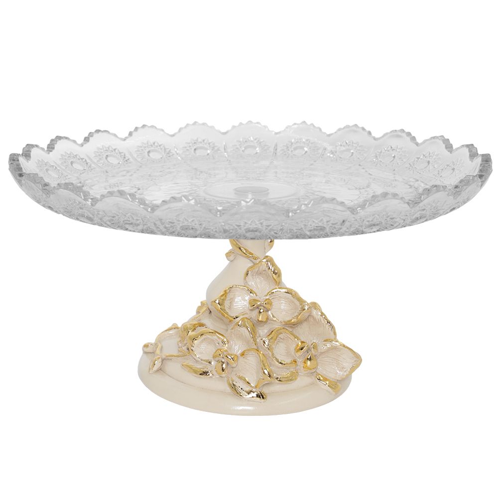 Фруктовница Орхидея Лелия Айвори со стеклянной чашей