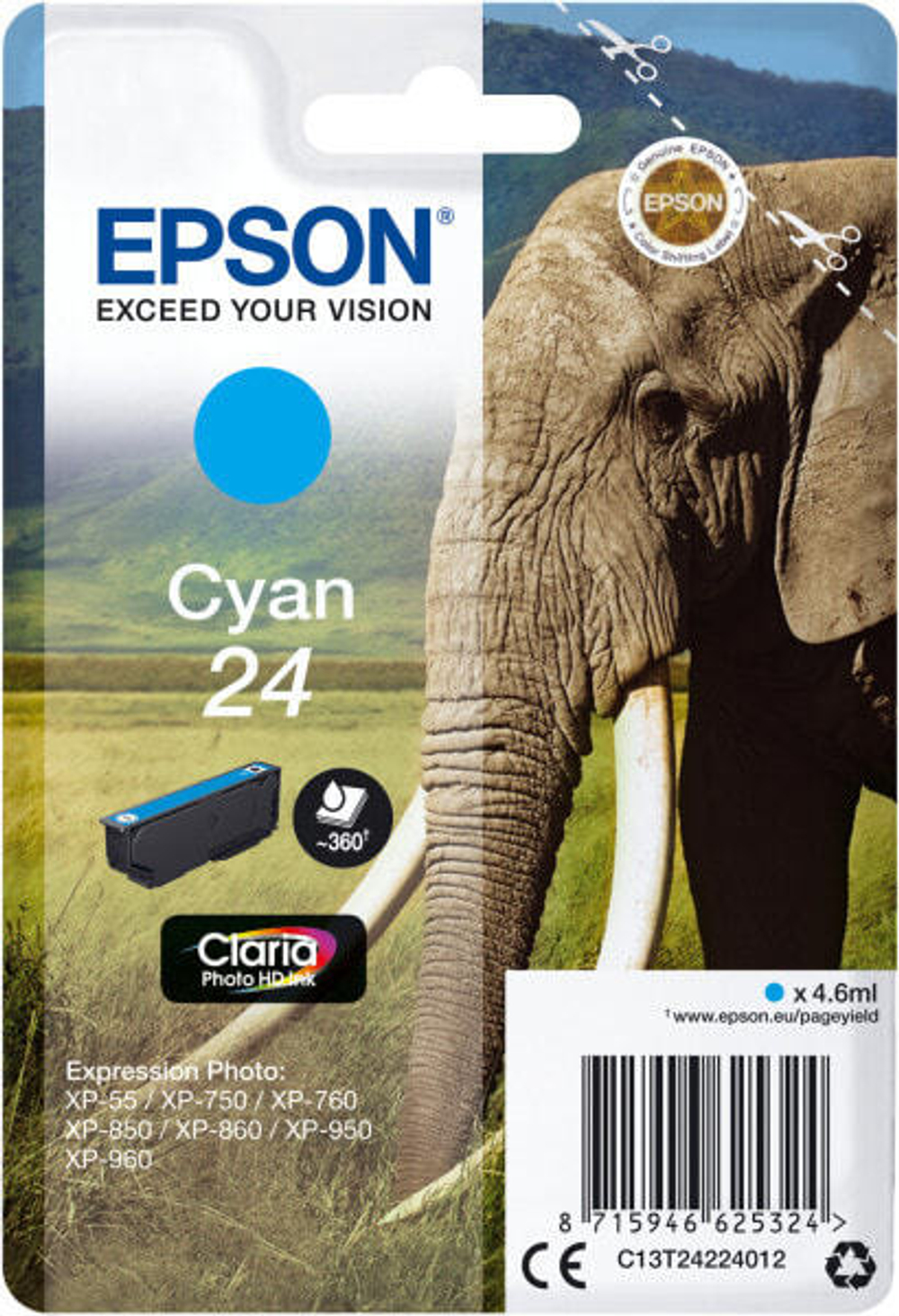 Epson Elephant C13T24224022 струйный картридж 1 шт Подлинный Голубой