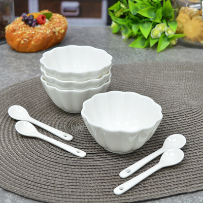 Набор соусников 4шт с ложками "White magic", форма цветок