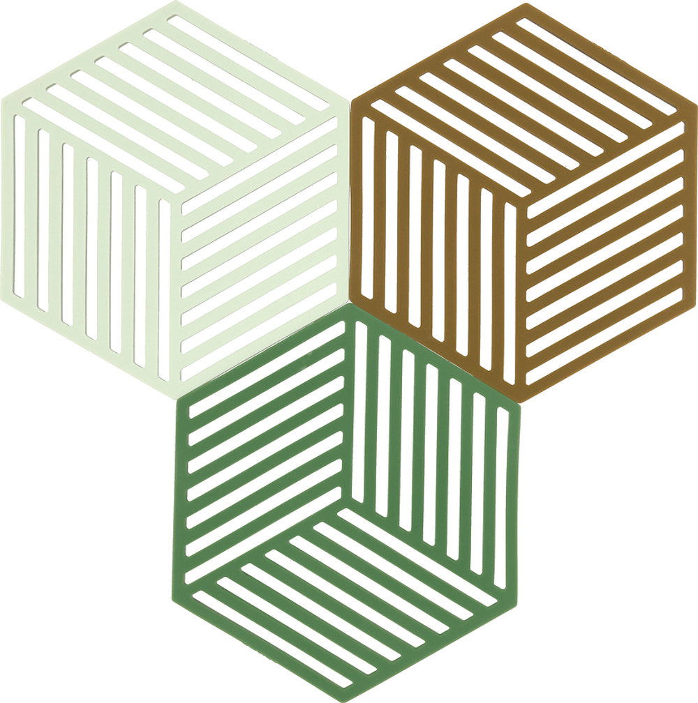 Набор подставок под горячее Zone Denmark Hexagon, 3 штуки, силикон, 16 14 см, зелёная