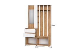 Некст 1 Вешалка с зеркалом Дуб Золотой/Белый