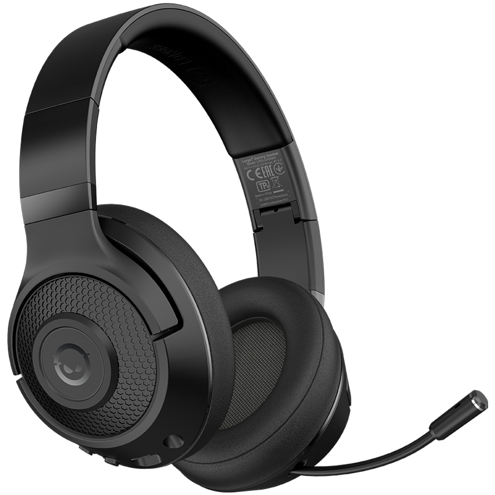 LORGAR Noah 500, Wireless Gaming headset with microphone, JL7006, BT 5.3, battery life up to 58 h (1000mAh), USB (C) charging cable (0.8m), 3.5 mm AUX cable (1.5m), size: 195*185*80mm, 0.24kg, black