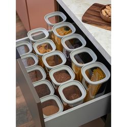 Банка для хранения стеклянная с крышкой, 1,5 л, светло-серая