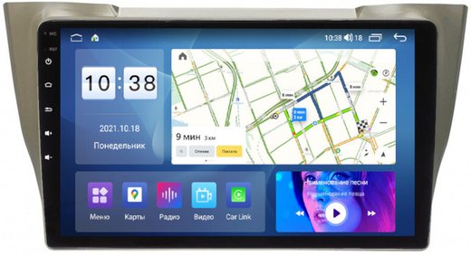 Магнитола для Toyota Harrier XU30 2003-2013, Lexus RX 2003-2009 (монохром сверху) - Parafar PF300LUX1UHD на Android 13, QLED, ТОП процессор, 8Гб+128Гб, CarPlay, 4G SIM-слот