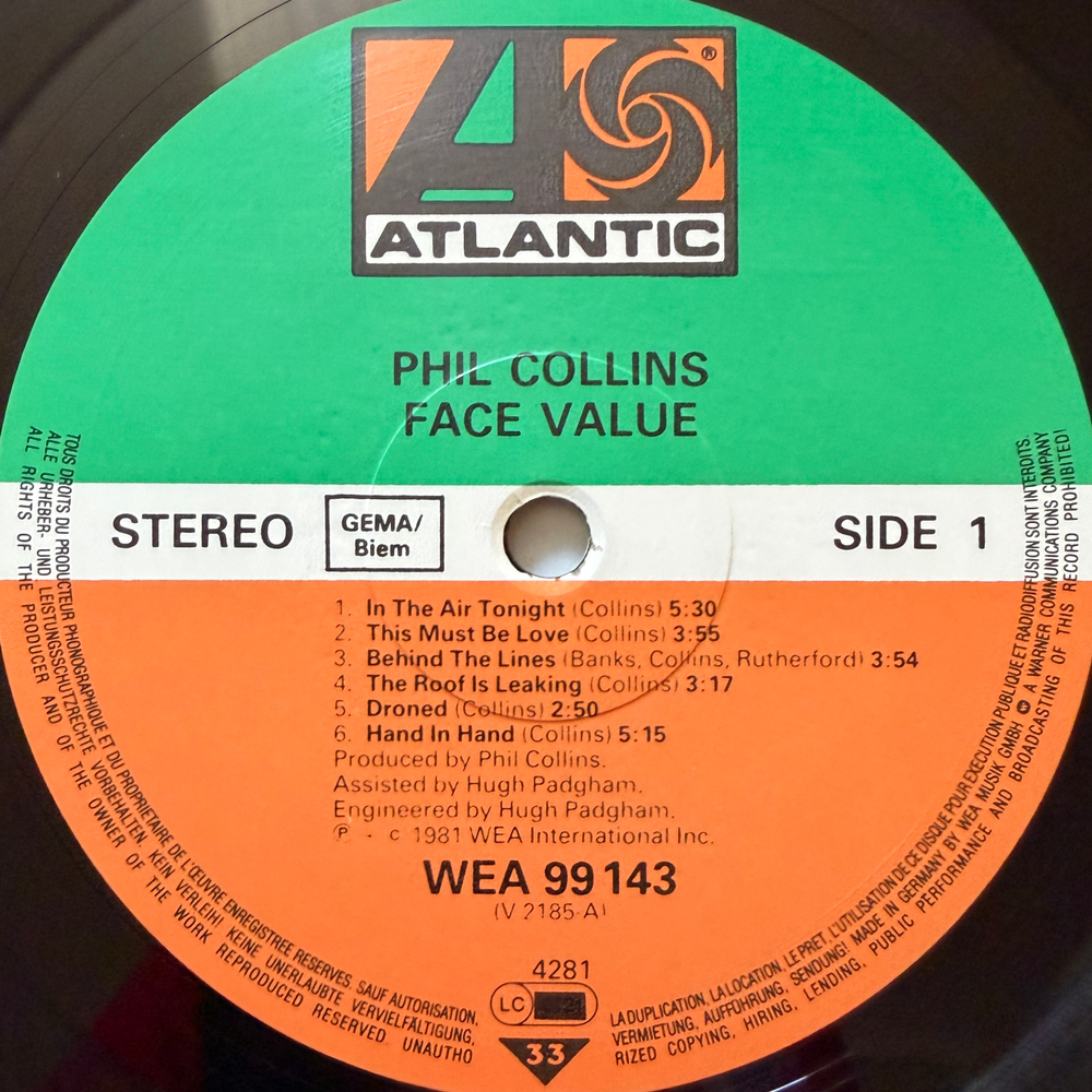 Phil Collins - Face Value (Германия 1988г.)