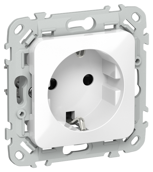 FLITE Розетка с заземлением с защитными шторками безвинтовое крепление 16А РСш11-1-ФлБ белый IEK