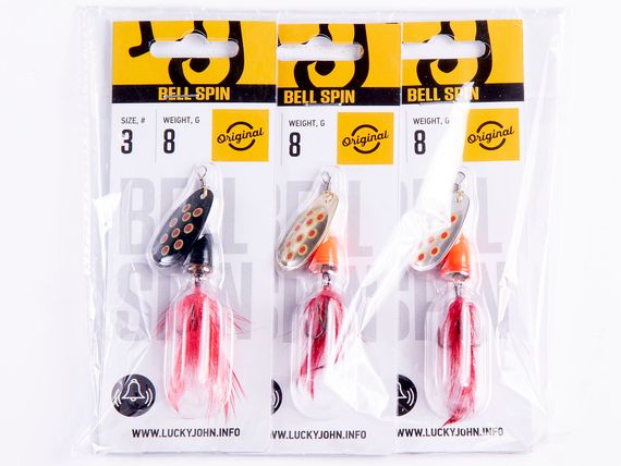 Блесна вращ. Lucky John BELL SPIN 03 08.5г BRD/GRD/SRD 3шт. набор
