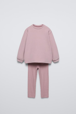 ZARA КОМПЛЕКТ ИЗ ФУТБОЛКИ И ЛЕГИНСОВ, РОЗОВЫЙ