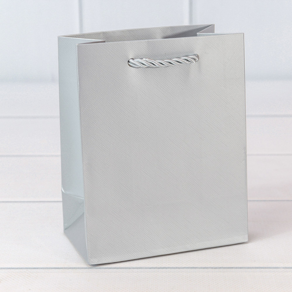 Пакет подарочный 12х15х7см Фигуры и узоры "Фактура" (Серебряный)