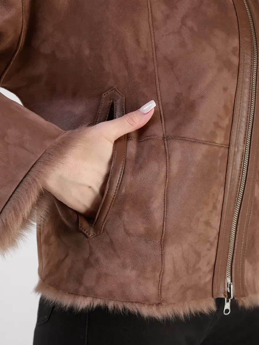 Двусторонняя дубленка зимняя шуба натуральная короткая