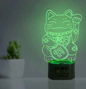 3D ночник детский для сна/часы электронные настольные с будильником "Bonne Nuit" тематический: "Кот"