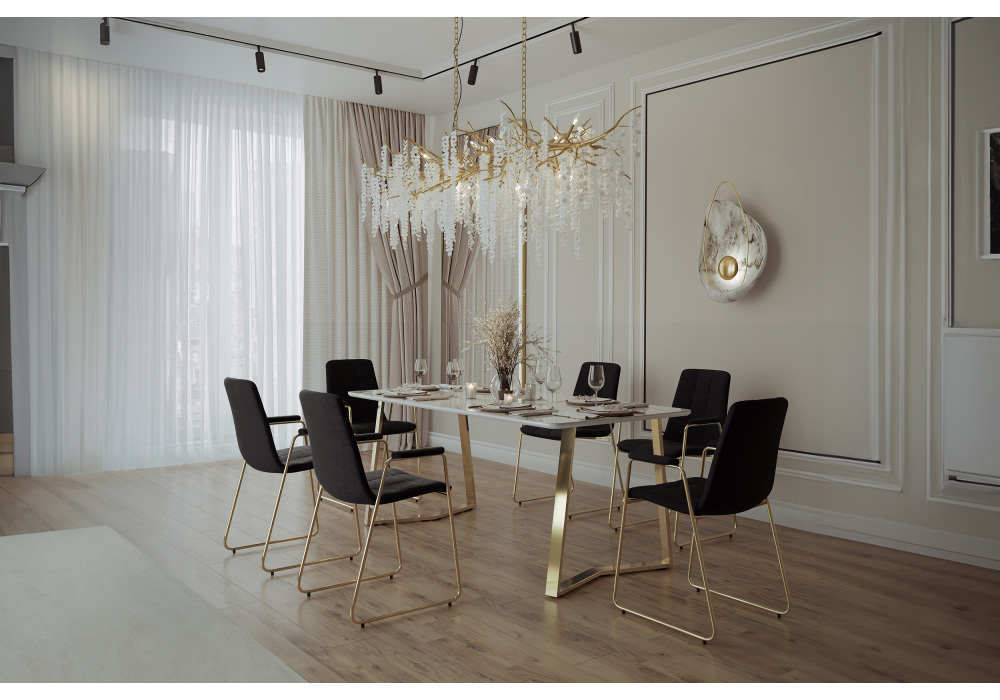 Стул на металлокаркасе Woodville black, gold