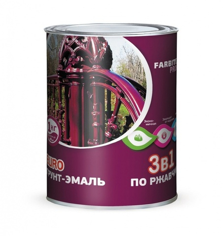 !!!РАСПРОДАЖА  Грунт-эмаль по ржавчине 3 в 1 Красно-коричневый 4,0кг FARBITEX PROFI