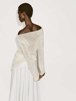 Massimo Dutti Длинный вязаный свитер - Limited Edition, бежевый