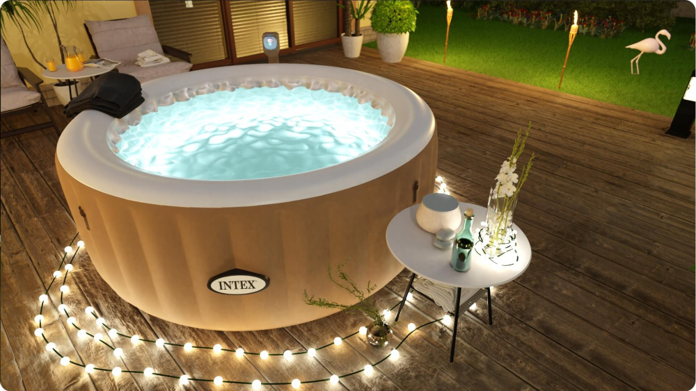 СПА-бассейн Intex Bubble Massage 145/196х71 см с круговым пузырьковым массажем (28426)