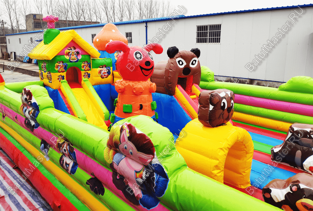 Коммерческий надувной батут "Маша и Миша" 10*6*3 м