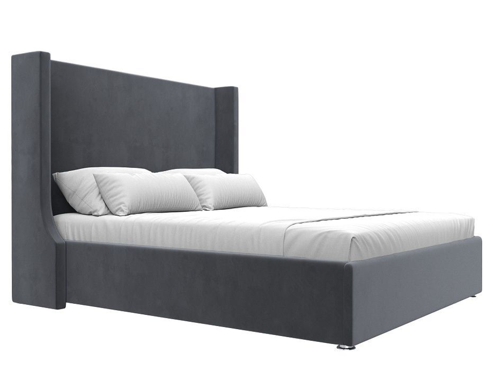 Кровать интерьерная Ларго 160, Серый, Велюр, 101321