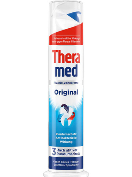 Зубная паста Theramed Original, dсесторонняя защита с антибактериальным эффектом, с дозатором, 100 мл