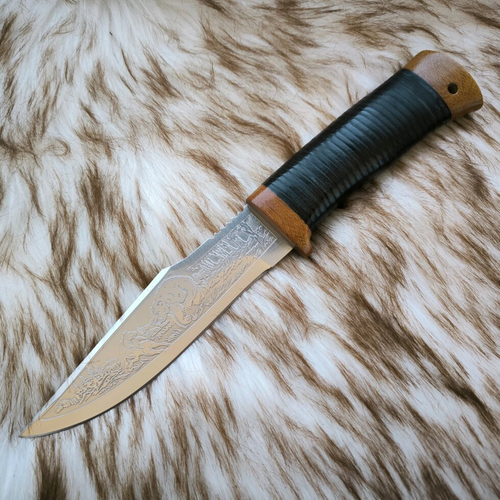 Кованый нож НС-34 (ЭИ-107) гравировка (Златоуст)