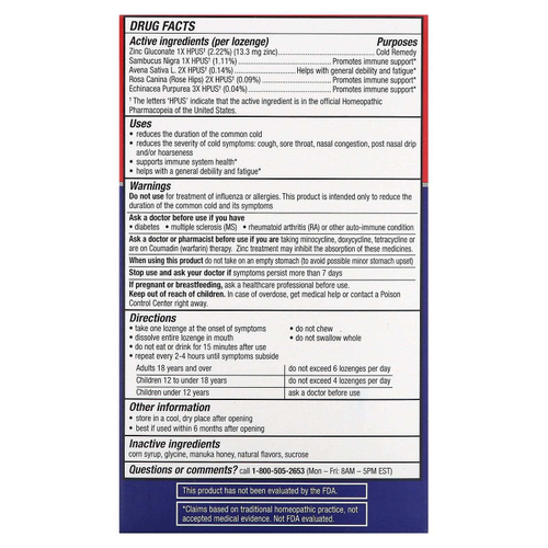 Cold Eeze, средство от простуды, натуральное средство для защиты иммунитета, мед манука и лимон, 25 пастилок