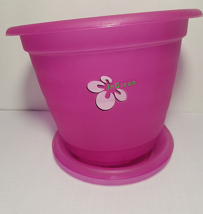 Горшок д/орхидеи D 190мм с подставкой №3 (малиновый,голубой)