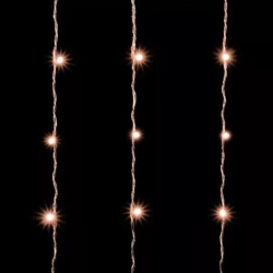 Светодиодный занавес 2*2 м., 400 экстра теплых белых LED ламп, мерцание, облегченный, прозрачный провод ПВХ, LTC (PCL400NOTBLW-10-2EWW)