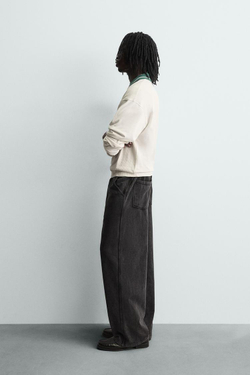 ZARA ПОЛО ЖАККАРДОВОЕ С ВЫШИВКОЙ, ЖЕЛТОВАТО-БЕЛЫЙ