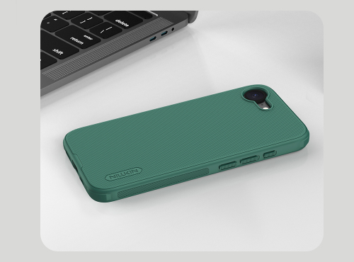 Усиленный чехол зеленого цвета (Dark Green) от Nillkin для iPhone 16e, серия Super Frosted Shield Pro
