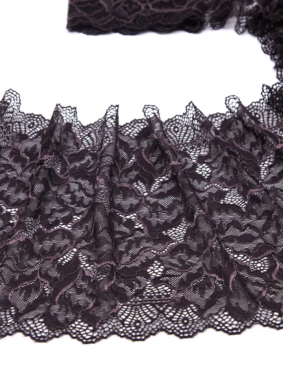 03-266 Кружево эластичное 23 см, шоколад/перец