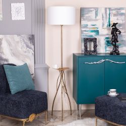 Светильник напольный торшер Нимфея с абажуром Винтаж-2 Белый