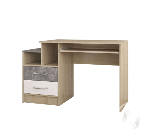 Стол письменный Лофт Детская Колибри (дуб сонома/ателье светлое;акрил белый)