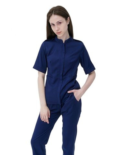 Рубашка медицинская женская на молнии Тезис TZ400, темно-синий, 60