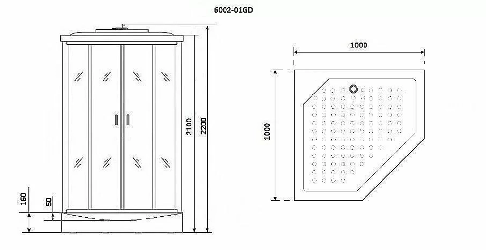 Душевая кабина с сенсором Niagara Premium NG- 6002-01GD 100x100