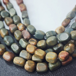 Яшма Пикассо, полихромная яшма, прямоугольник, бочонок, р-р 13×8мм, штучно