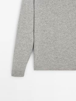 Massimo Dutti Свитер из смесовой шерсти с круглым вырезом, серый меланж