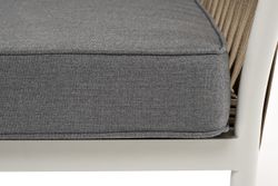 "Касабланка" диван 2-местный плетеный из роупа, каркас алюминий светло-серый (RAL7035) муар, роуп серо-коричневый 23мм, ткань серая 017