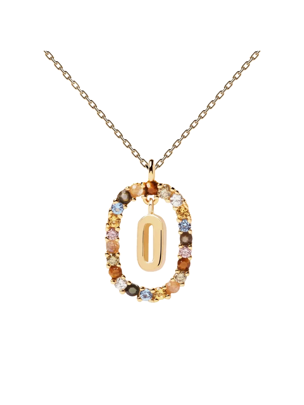 Колье Буква O серебро 925 пробы покрытое золотом