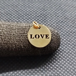 Подвески с надписью Love, круг, сталь, позолота, 12мм, штучно