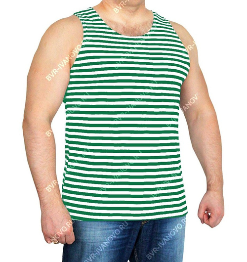 Тельняшка летняя Зелёная полоса ГОСТ( хлопок)