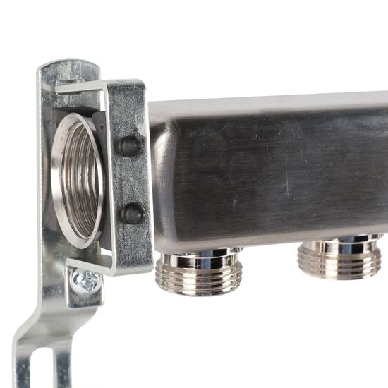 Коллектор Rommer 1"x3/4" на 6 контуров для радиаторной разводки (нерж. сталь) RMS-4401-000006