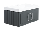 Тумба с раковиной La Fenice Cubo Grigio 80 см FNC-01-CUB-G-80 серо-зеленая матовая