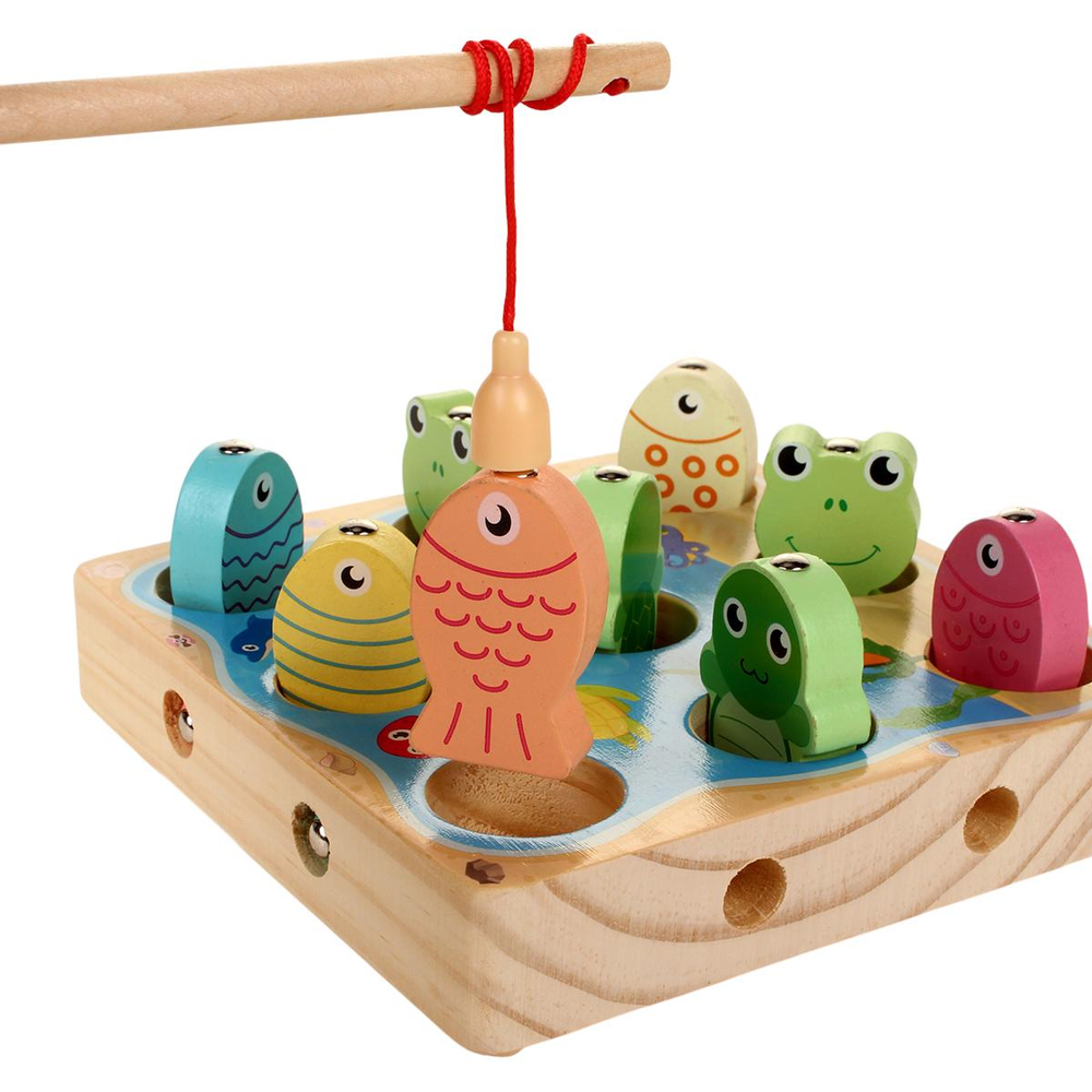 Развивающая игрушка деревянная Рыбалка 9 эл, коробка C-41675