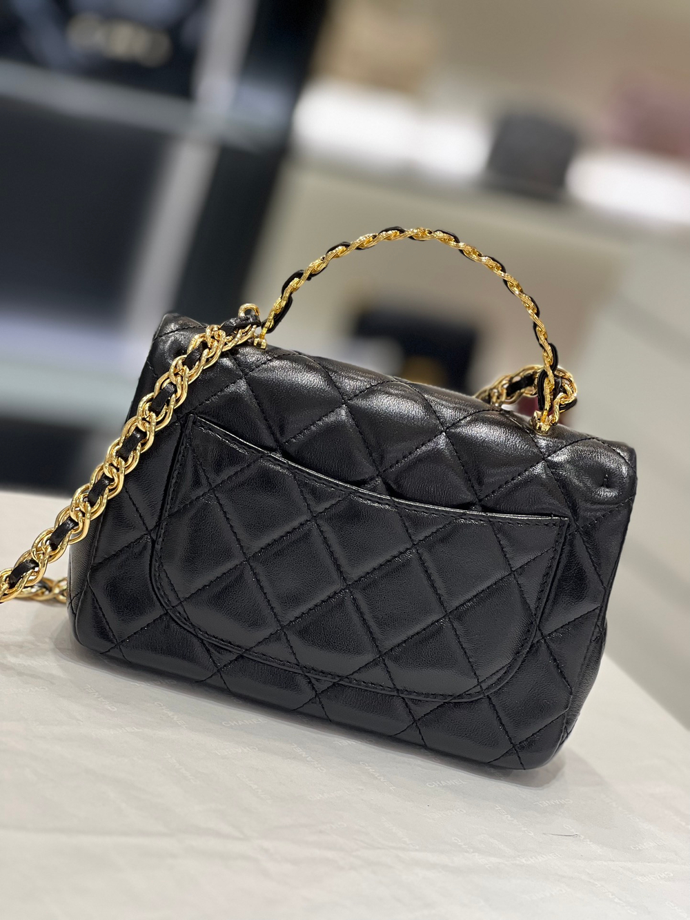 Chane1 Small Flap Bag With Top Handle 21 cm