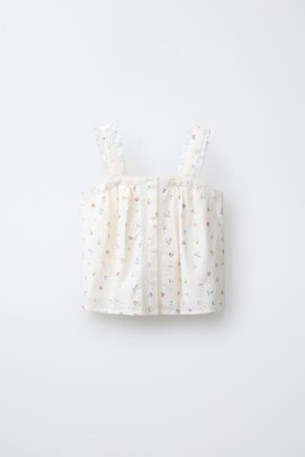 ZARA ТОП SCHIFFLY С КРУЖЕВОМ, ЭКРЮ