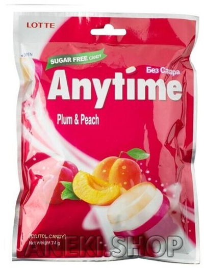 Карамель леденцовая с ксилитолом со сливой и персиком 74 г Lotte