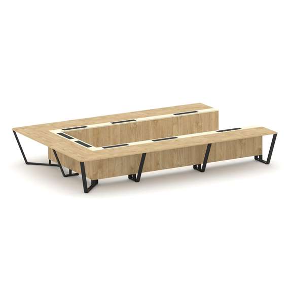 Steel Meet Стол переговорный П-образный KMK-PR.B.SP-15P Тиквуд Светлый/Ваниль Глянец/Металл Черный 4