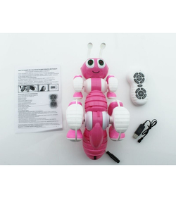 Р/У робот-муравей трансформируемый, звук, свет, танцы (розовый)