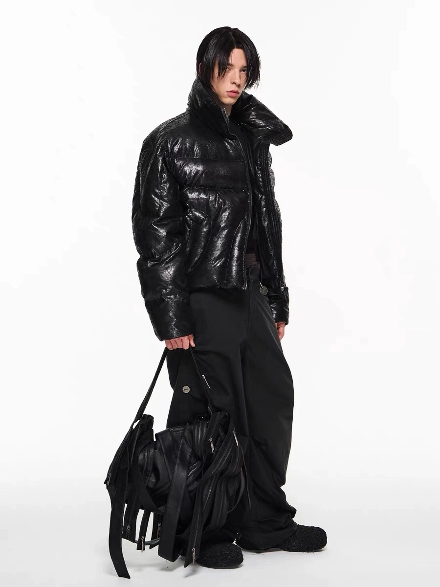 Пуховик BLIND "Crack" Leather Puffer Jacket