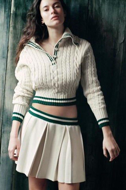 ZARA СВИТЕР С УЗОРОМ «КОСЫ», ЭКРЮ